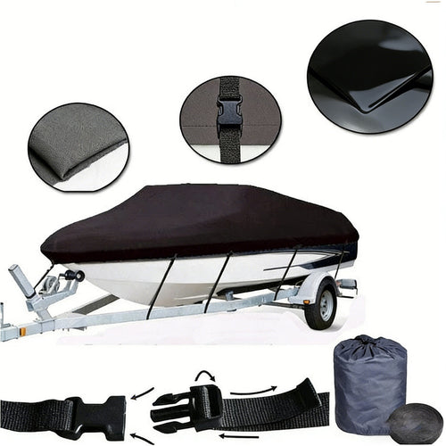 16-18ft Boat Cover Trailerable Marine Grade 600D Black