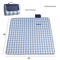 Waterproof Foldable Picnic Blanket with Handle - 2x2m Blue and white checkered