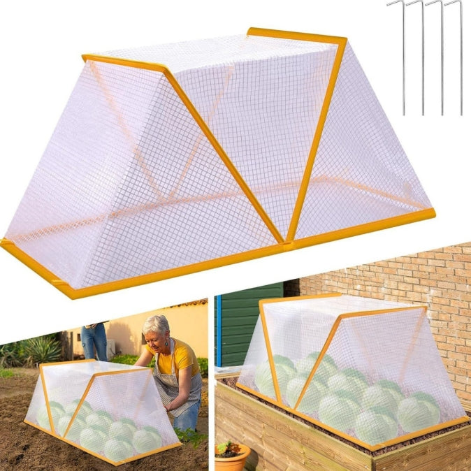 3 piece White Foldable Raised Garden Bed Cover - Vegetable Plant Protector(80 x 34 x 35 cm)